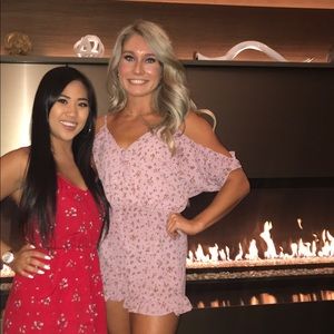 Pink floral romper